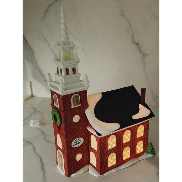 Department 56 Old North Church New England Village 1988 w/ Box Lighted House - Picture 13 of 16